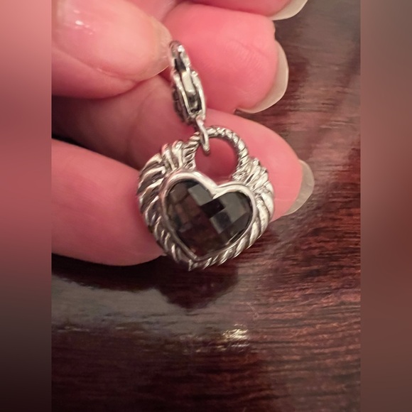 JUDITH RIPKA STERLING SILVER CHARM, BALE OPENS, SMOKY QUARTZ - Picture 3 of 5